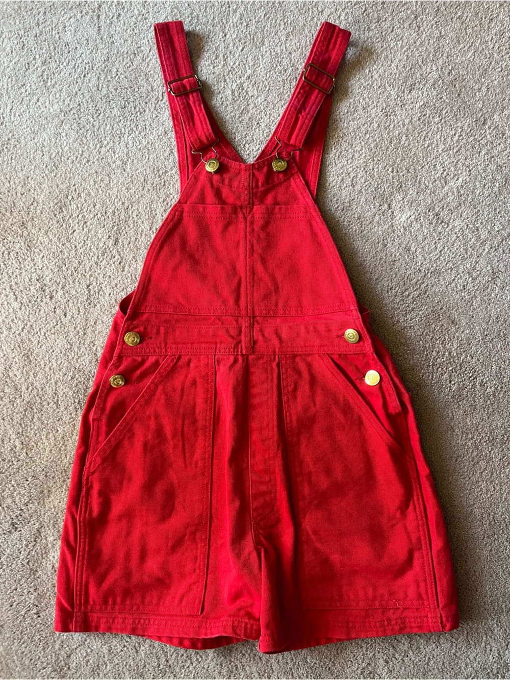 Big Bud Press Red Women's Denim Short Overalls